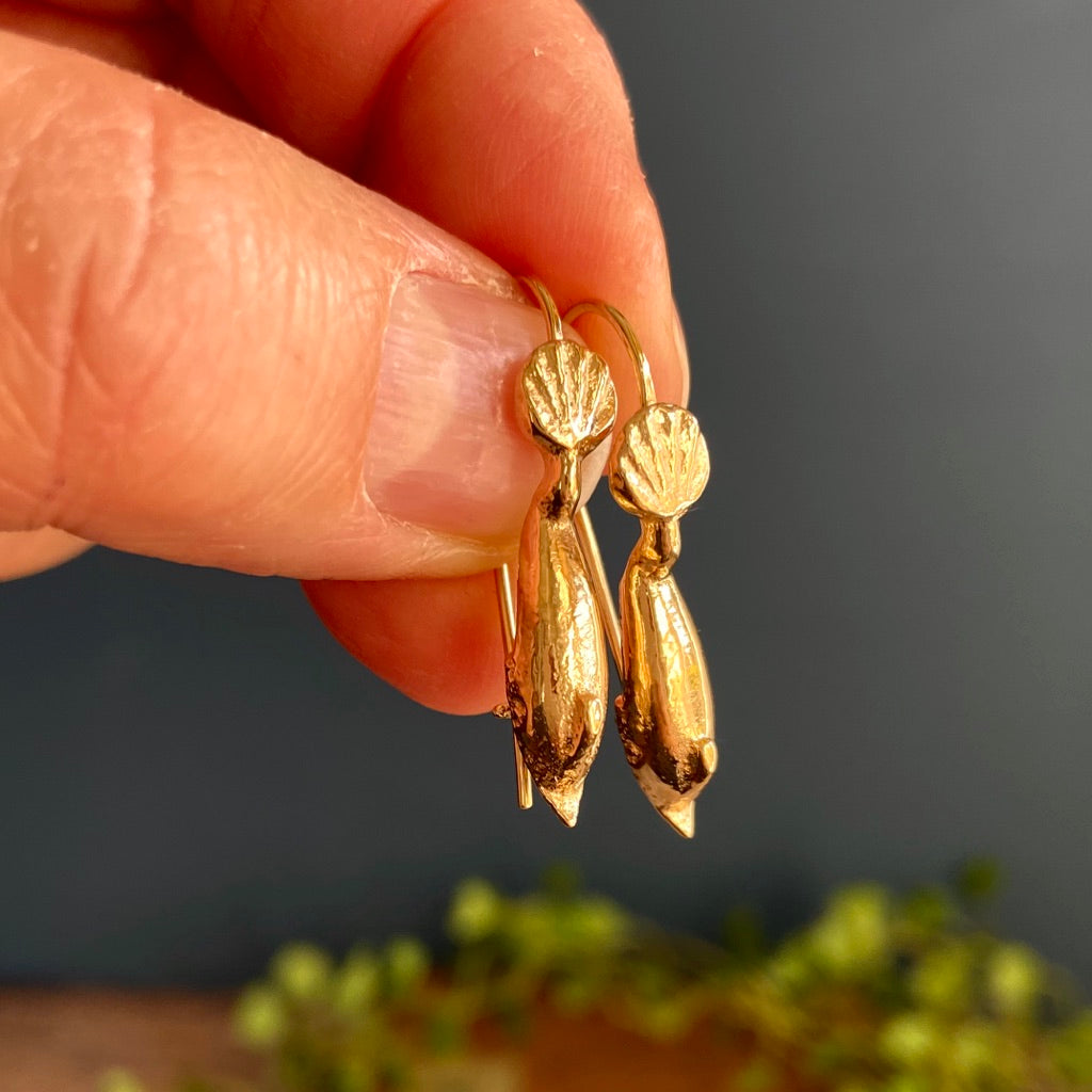 Ancient Dolphin 22ct gold plated Recycled Silver Safety Hook Earrings (pair)