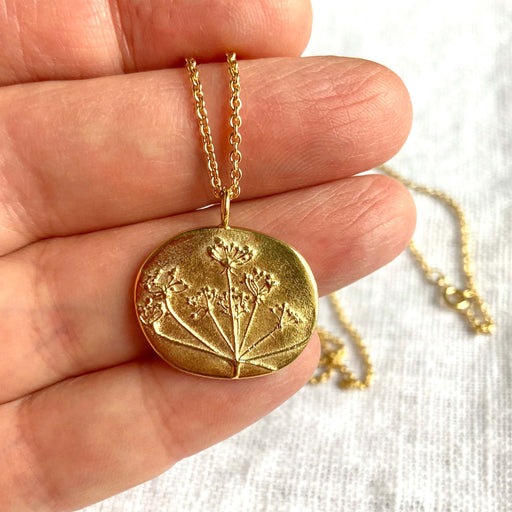 Cow Parsley Necklace in 22ct gold plated Recycled Silver