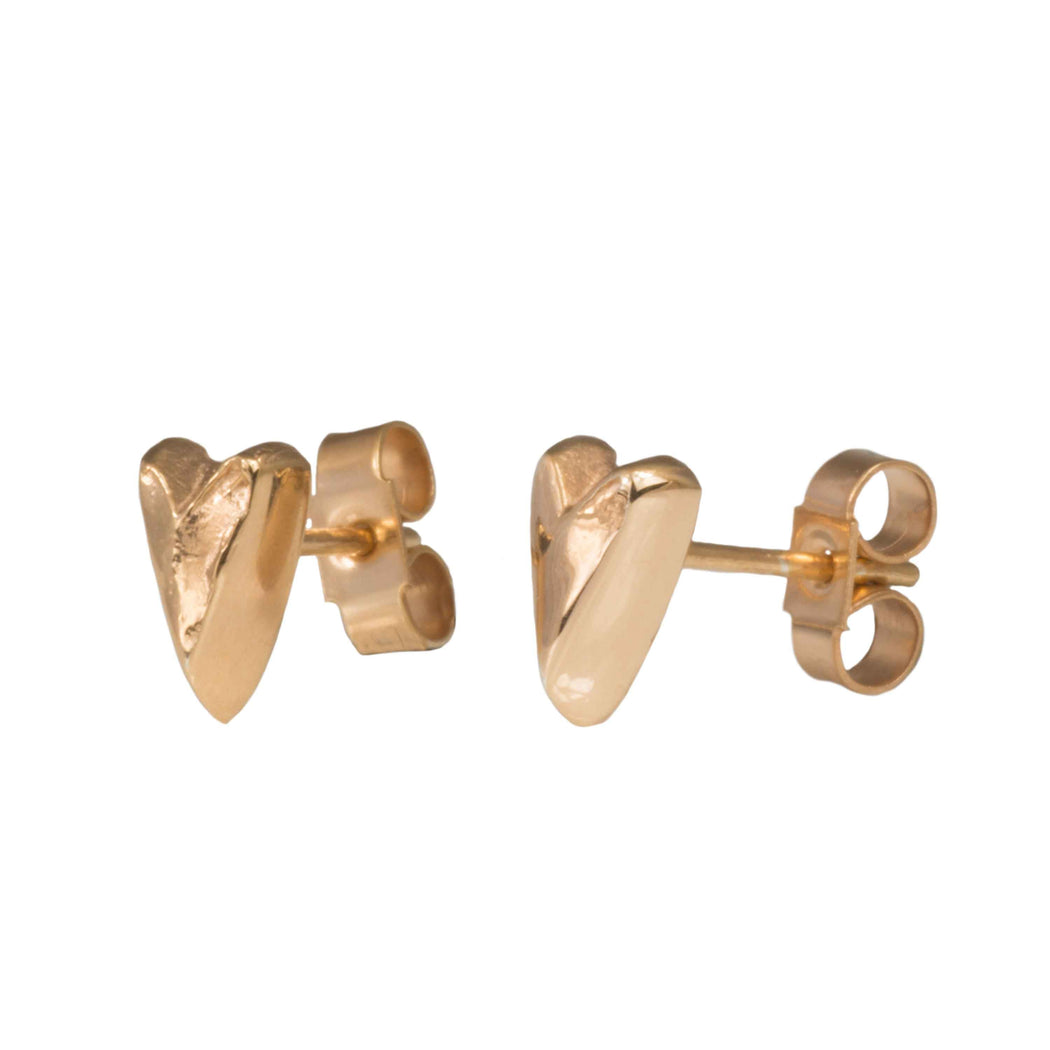 Hewn Heart 18k Rose Gold Plated Solid Silver Studs - Mojo and the Maker
