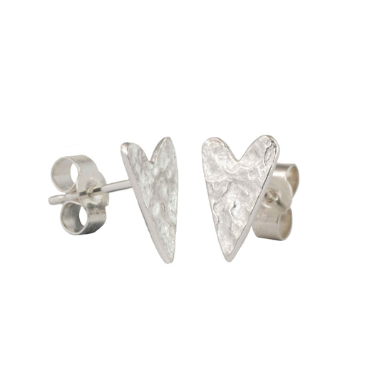 Oceans of Love Recycled Silver Small Heart Studs - Mojo and the Maker
