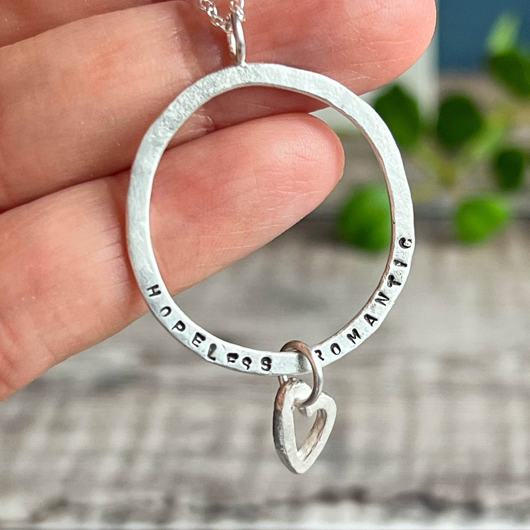 New Special Offer!  Hopeless Romantic Reversible Necklace in Recycled Silver - one-of-a-kind