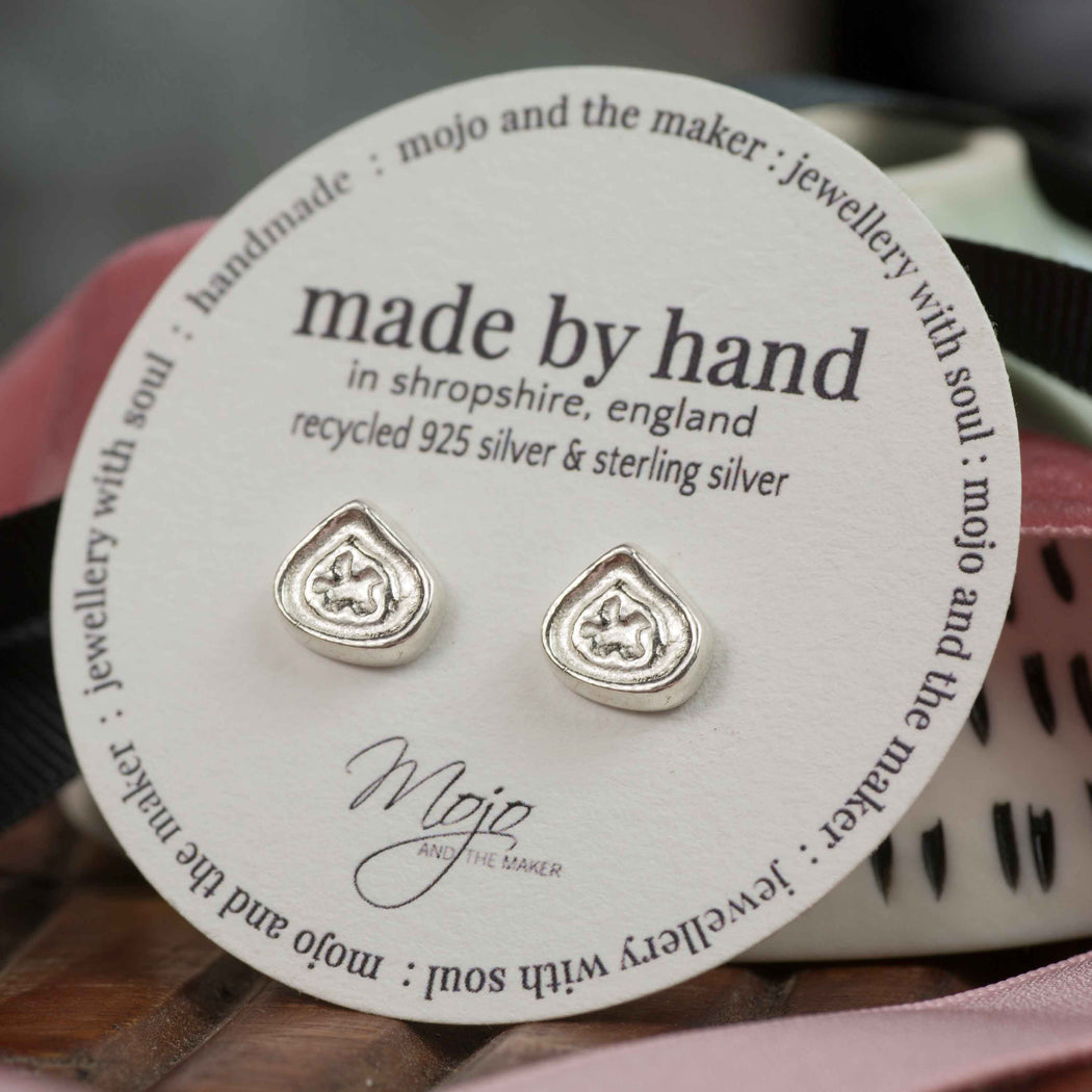 Teardrop Recycled Silver Studs - Mojo and the Maker