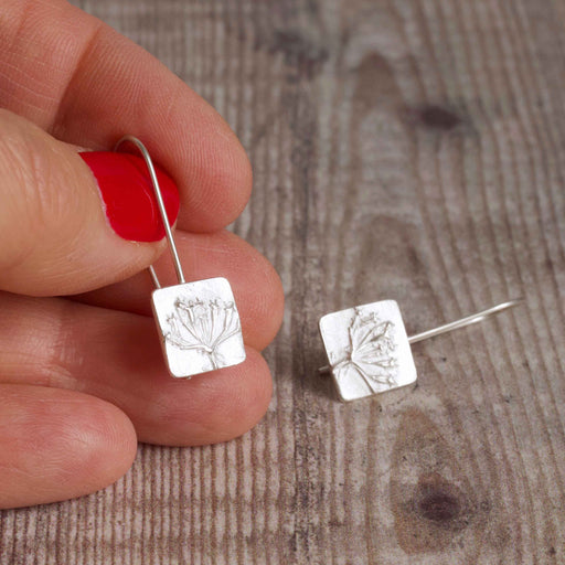 Seedhead Square Recycled Silver Fixed Drop Earrings - Mojo and the Maker