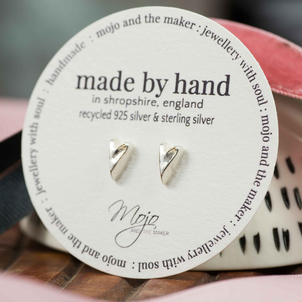 Hewn Heart Recycled Silver Studs - Mojo and the Maker