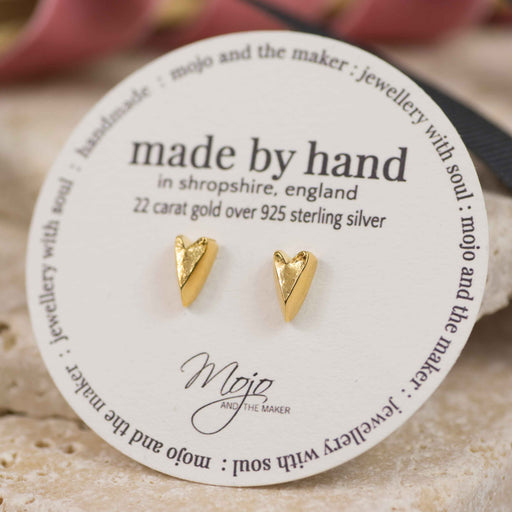 Hewn Heart 22k Gold Plated Sterling Silver Studs - Mojo and the Maker