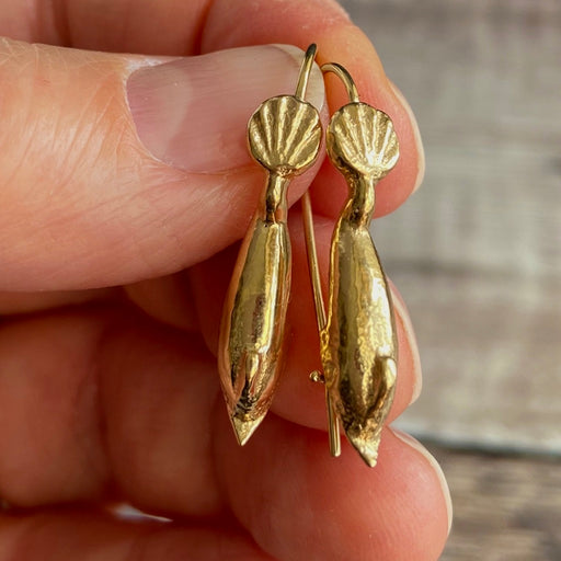 NEW! Antique Dolphin 22ct gold plated Recycled Silver Safety Hook Earrings (pair) - made to order