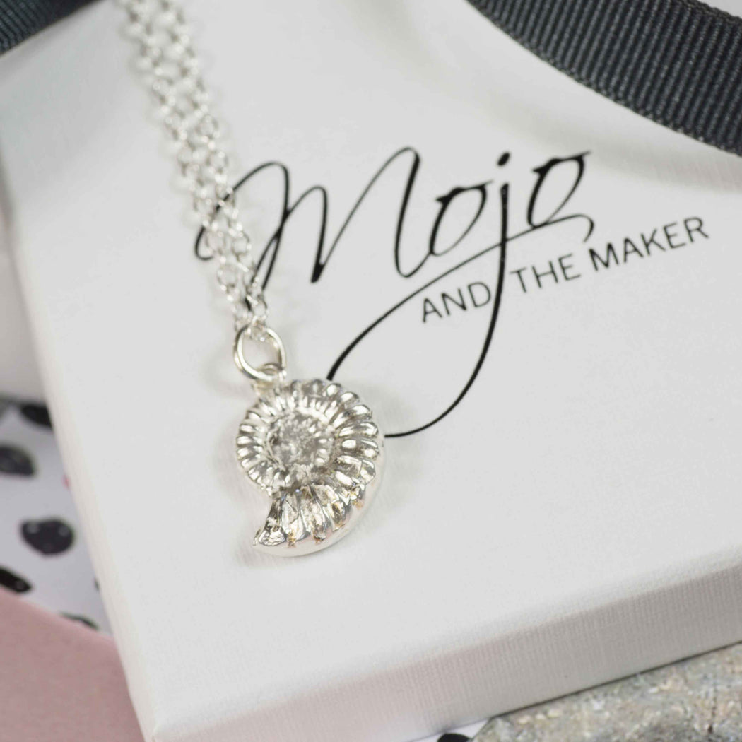 Handmade Recycled Silver Ammonite Necklace - Mojo and the Maker