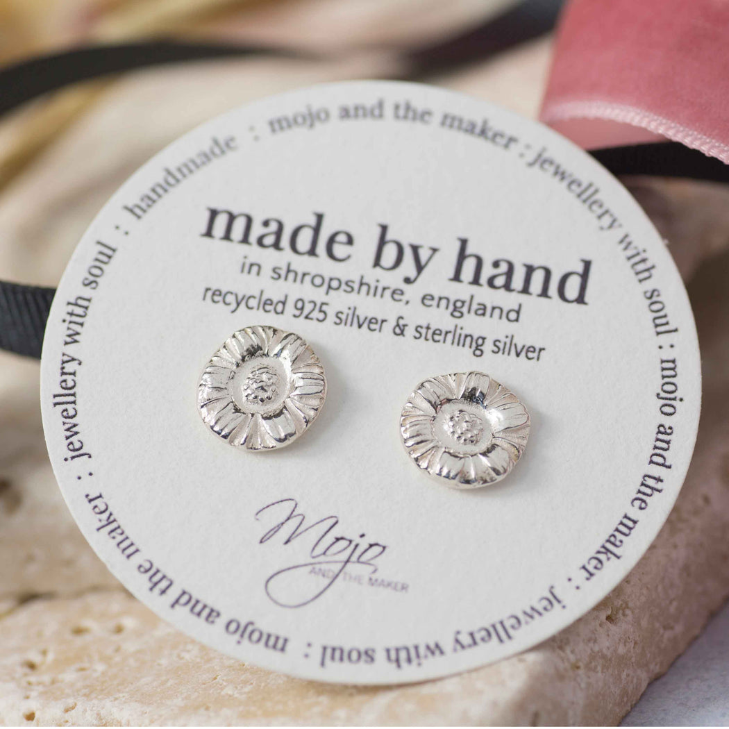 Daisy Recycled Silver Stud Earrings - Mojo and the Maker
