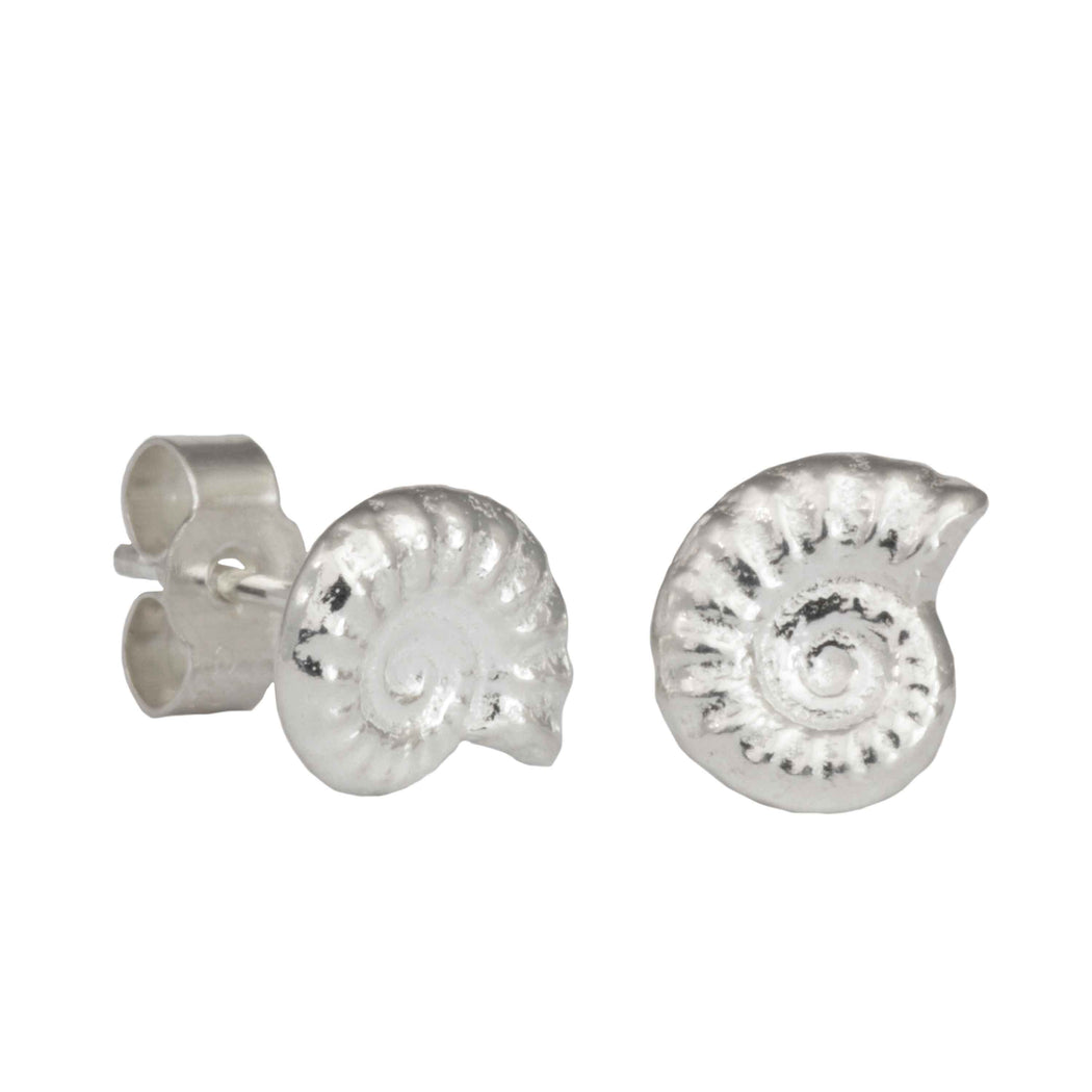 Ammonite Recycled Silver Studs - Mojo and the Maker