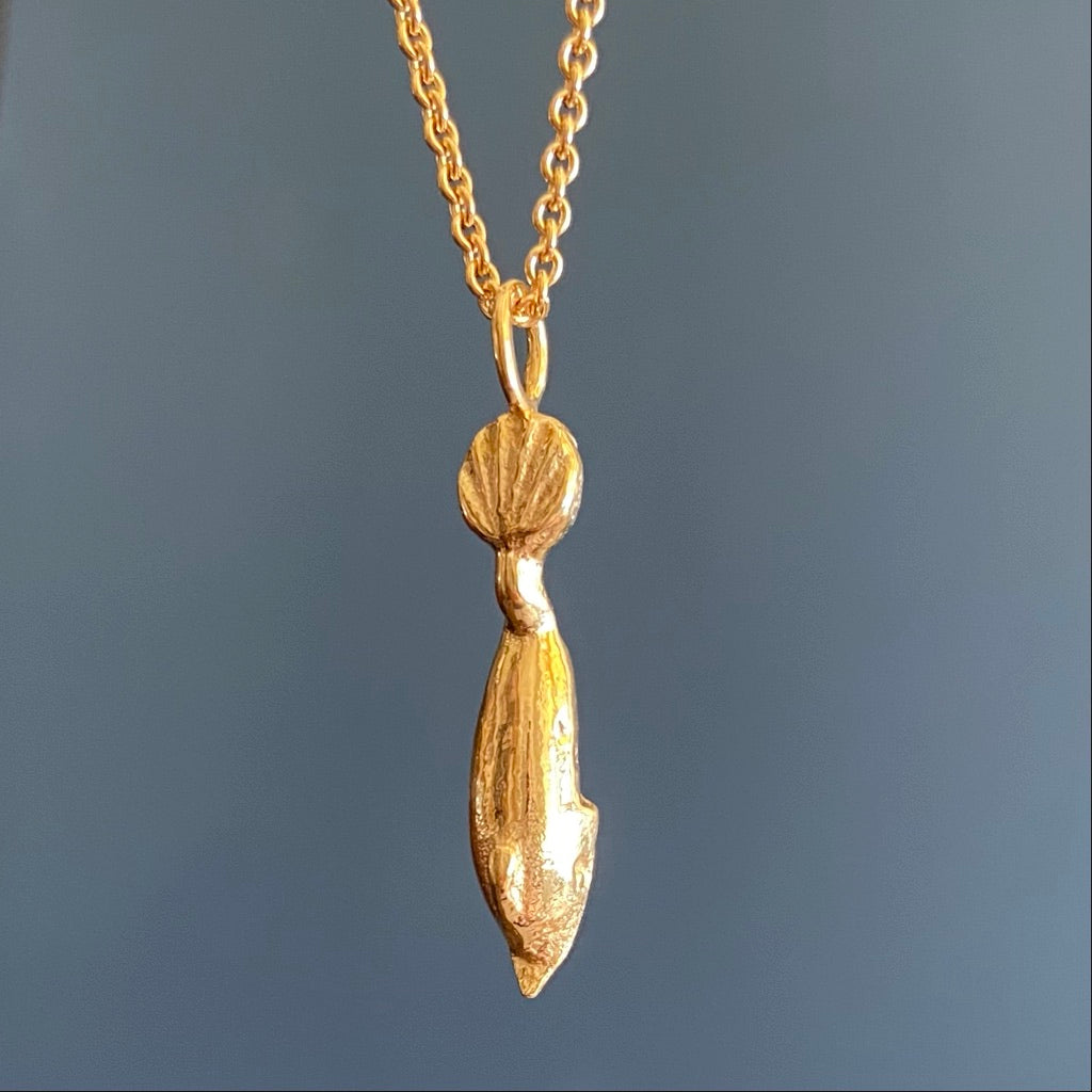 NEW! Antique Dolphin 22ct Gold Plated Recycled Silver Necklace - made to order